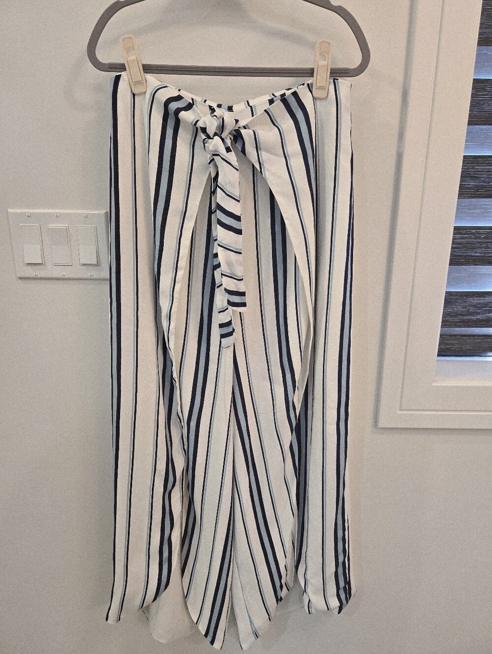Lovers + Friends White Pants with Navy Stripe Detail